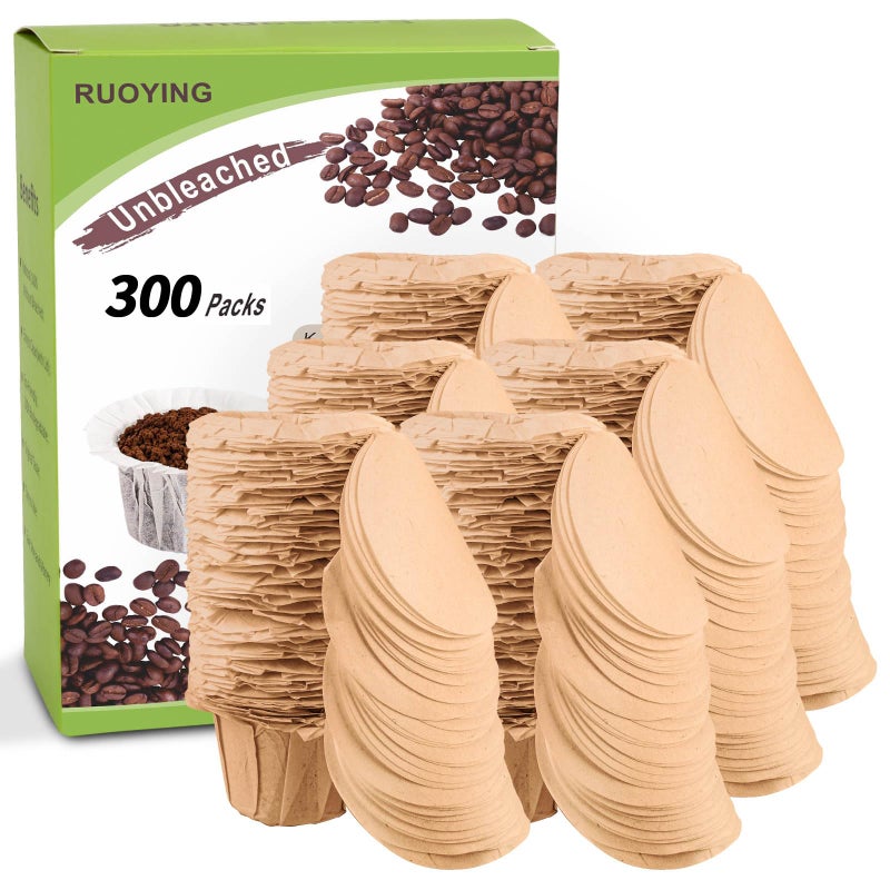 RUOYING Unbleached K cup Disposable Paper Filters with Lid for Reusable K Cup Filters, K Cup Reusable Coffee Filters, Fits All Keurig Single Serve Filter Brands - Image 1